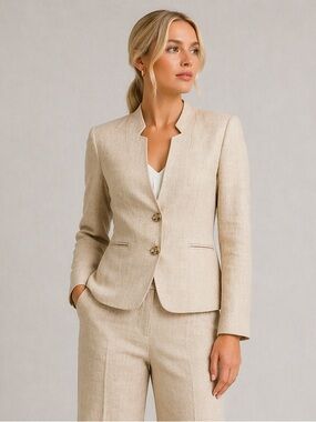 Tahari Arthur S. Levine Tailored Blazer Minimalist Notch Collar Career Jacket, 6